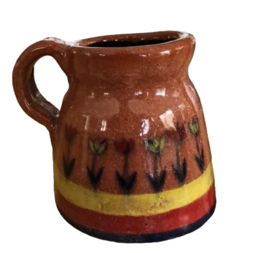 Dutch Bros. Theme Terra Cotta Espresso Mug Cup Yellow Red Tulip Flowers